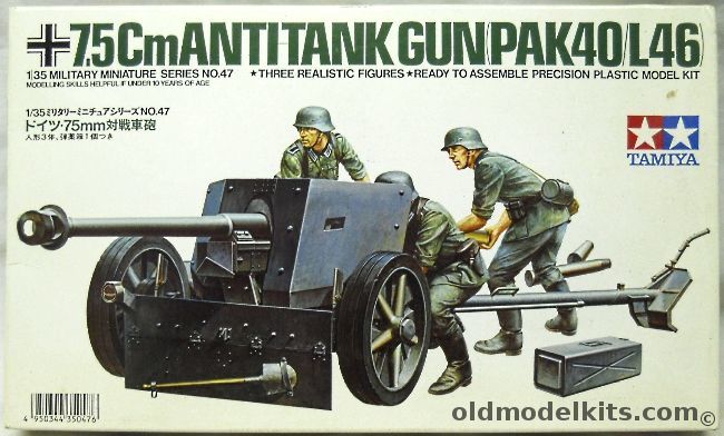 Tamiya 1/35 7.5cm  Anti-Tank Gun Pak 40/L46 - And Crew Of Three, 35047 plastic model kit